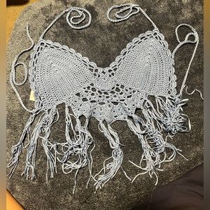 Cute crochet, blue crop tops, size small